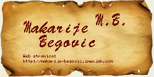 Makarije Begović vizit kartica